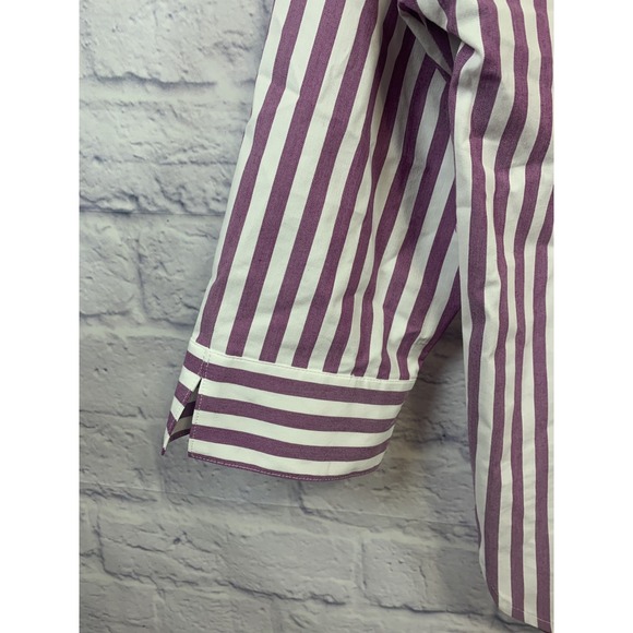 J‎ Jill Wearever Collection Size XS Button Up 3/4 Sleeve Striped Purple - Picture 4 of 10